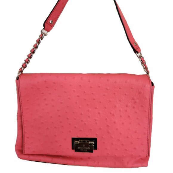 Euc Kate Spade Portola Valley Ostrich Embossed Leather Satchel Handbag - Picture 1 of 15